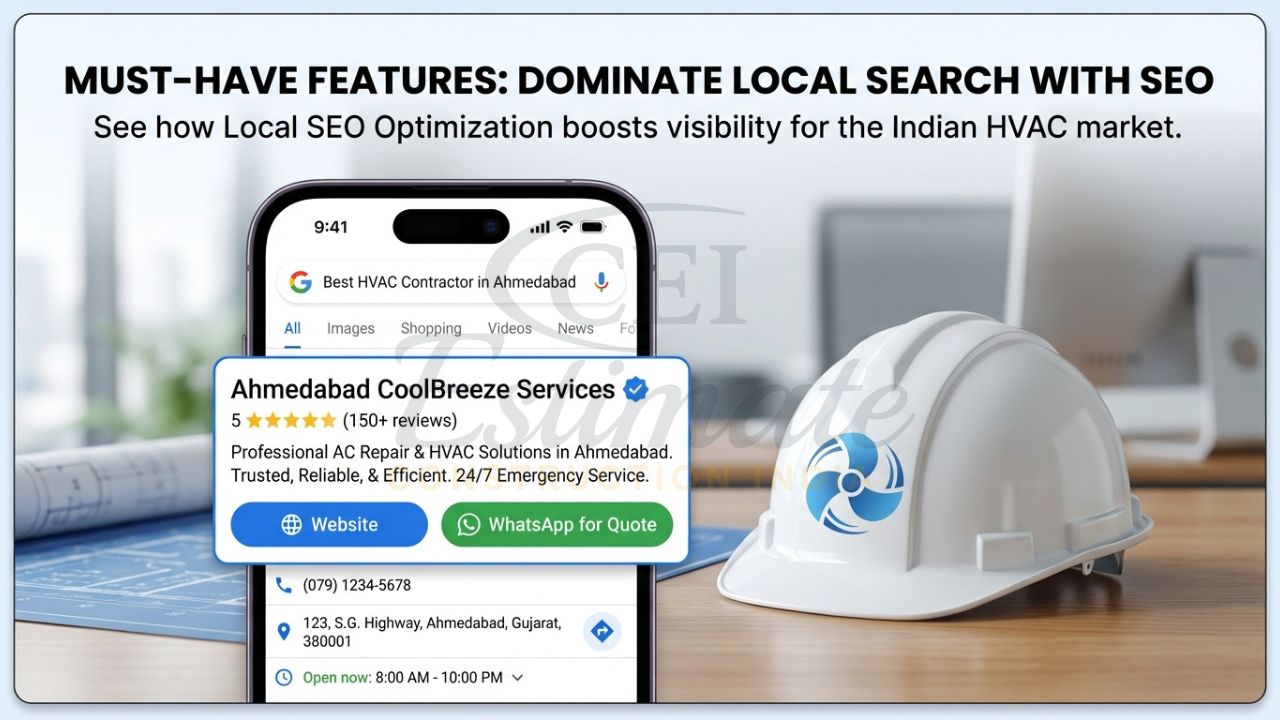 Google local search results showing an HVAC contractor ranking #1 in Ahmedabad.
