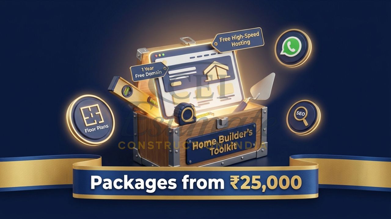 Affordable home builder website design packages in India starting at 25,000 rupees.