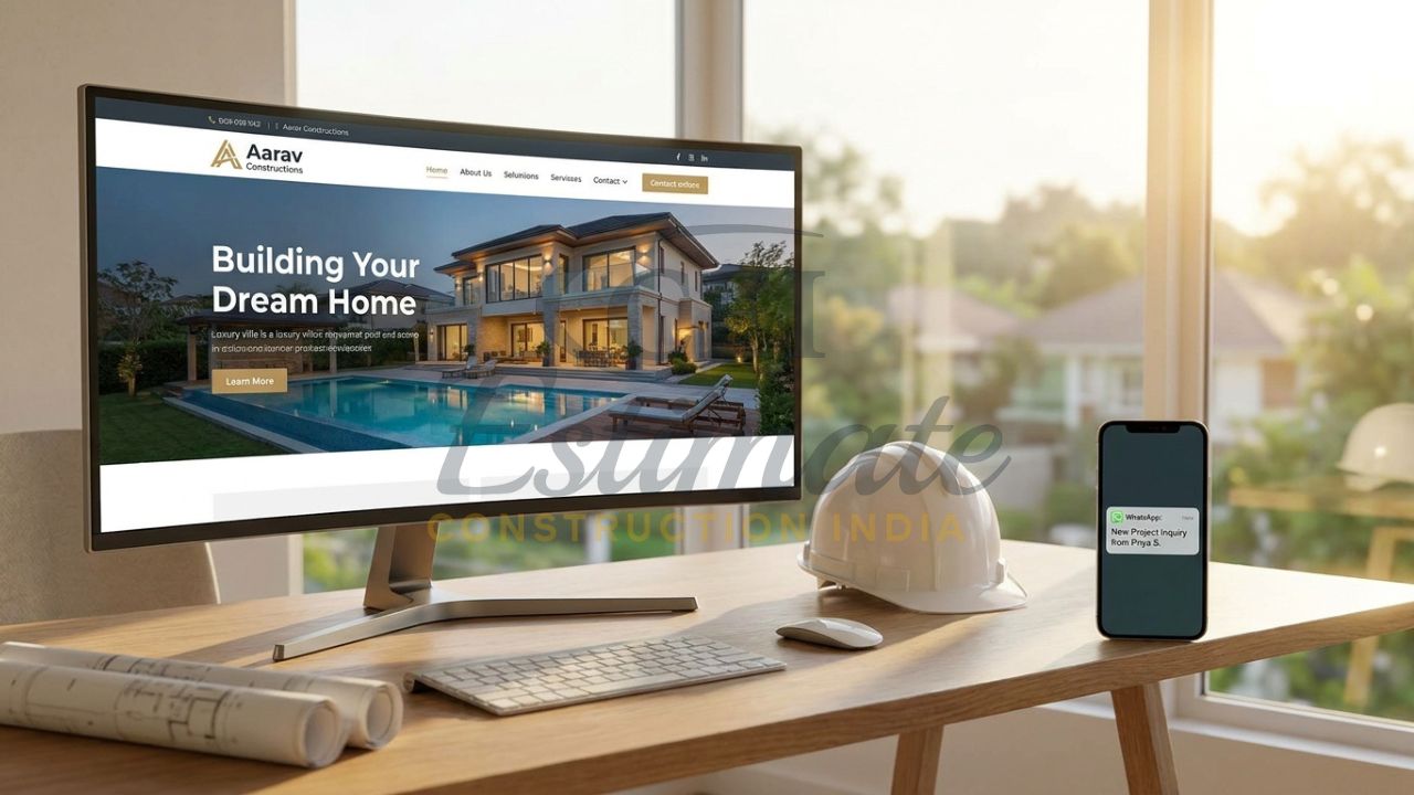 Professional home builders website design services showing a luxury residential project portfolio.