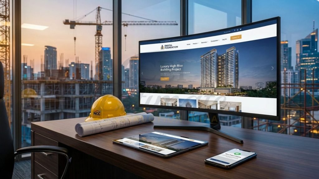 Professional website design for construction company in India showing a high-end digital portfolio.