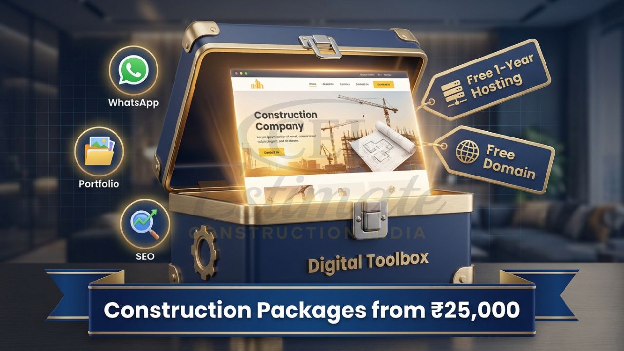 Affordable construction website design packages in India starting at 25,000 rupees.