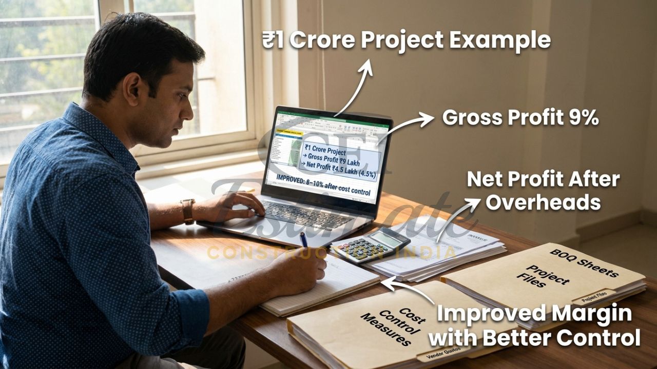 Real example of construction project profit calculation and contractor earnings