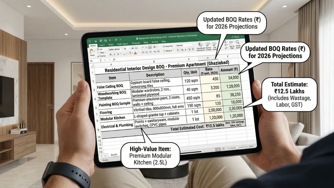 BOQ Sample Excel for Interior Works Download (India) - Construction ...