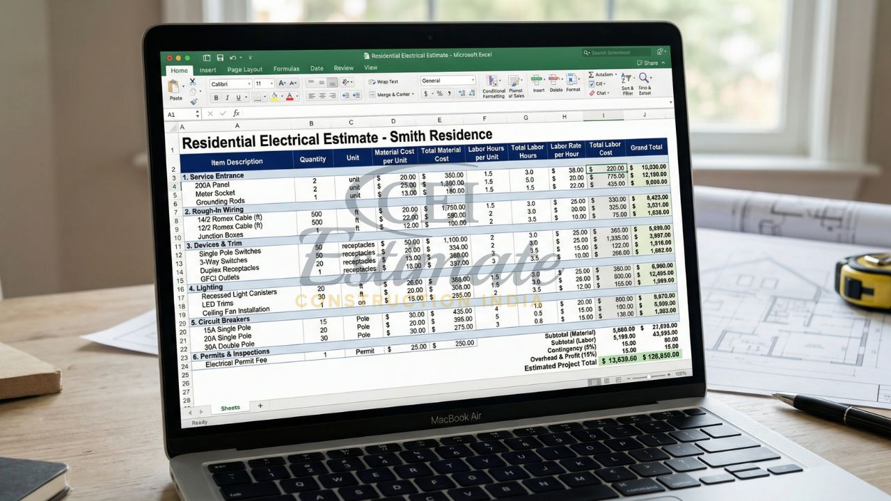 Residential Electrical Estimating Spreadsheet