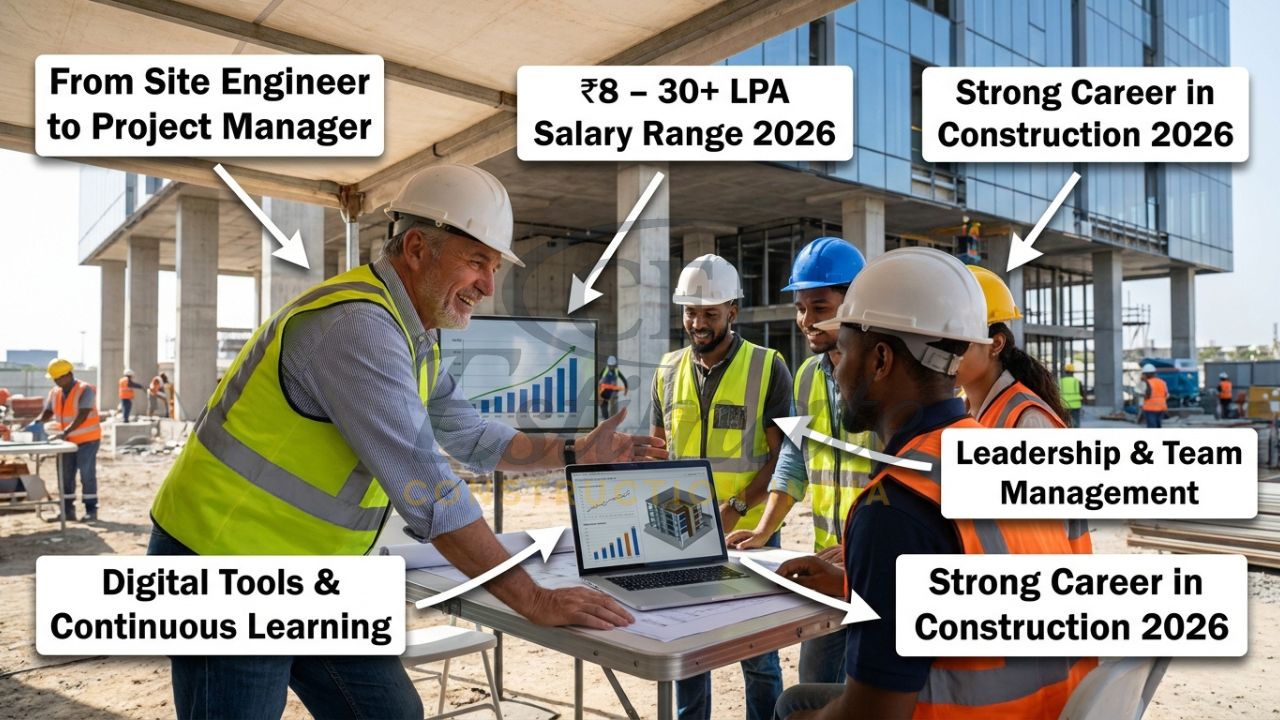 Experienced Site Engineer leading team and discussing project progress on site