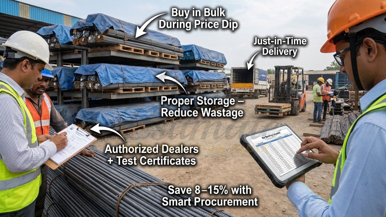 Practical steel procurement, bulk buying and proper storage at construction site