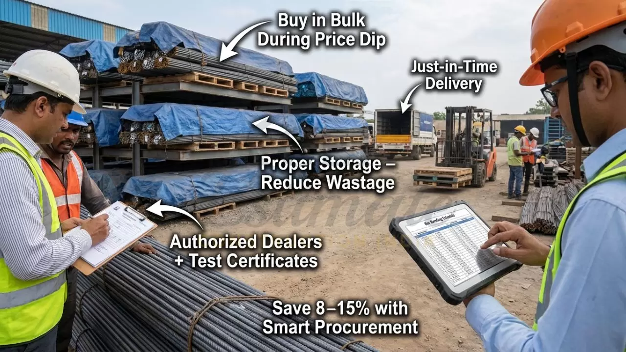 Practical steel procurement, bulk buying and proper storage at construction site