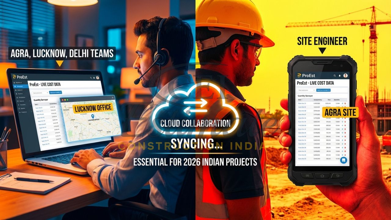 Cloud-based construction estimating software allowing real-time collaboration between office and site.