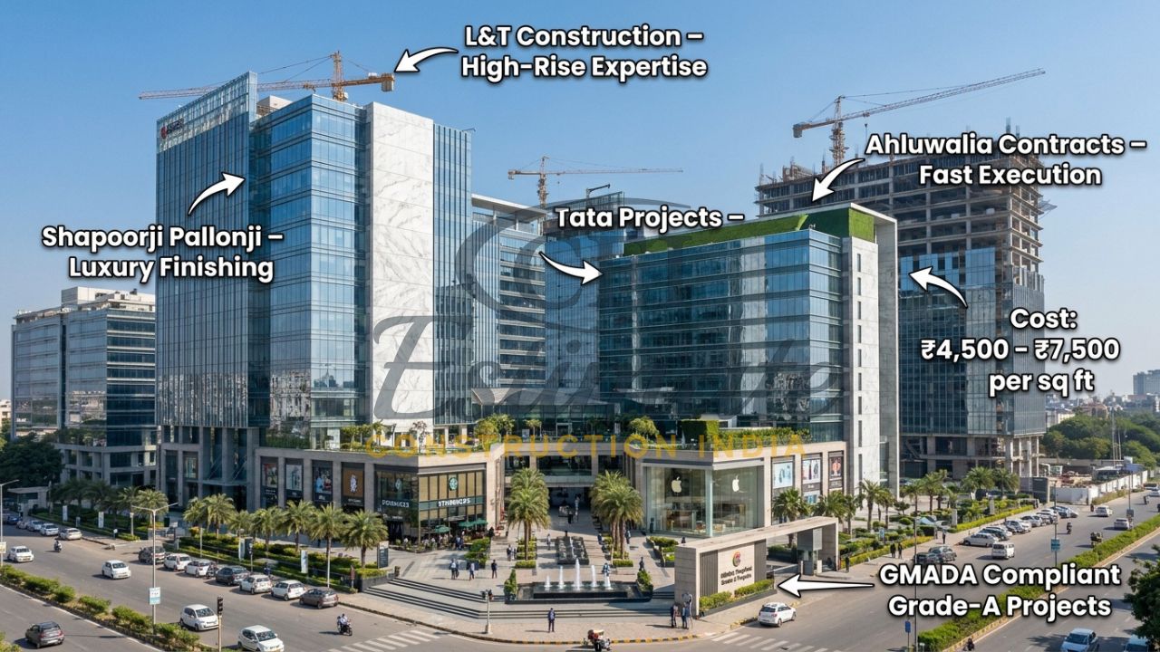 Modern high-rise office towers and IT parks in Gurgaon by top contractors