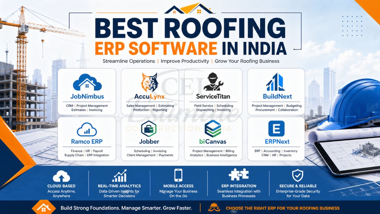 best roofing ERP software in India including JobNimbus AccuLynx ServiceTitan BuildNext Ramco ERP Jobber biCanvas and ERPNext