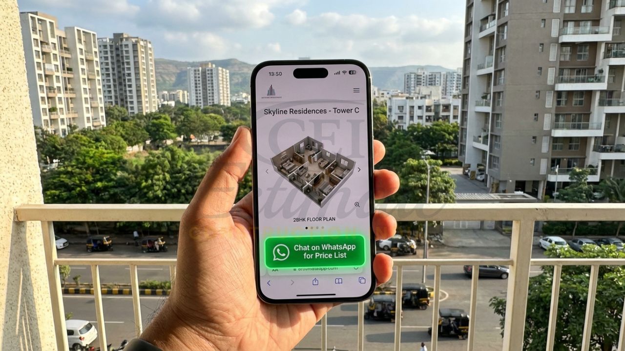 Mobile-friendly apartment website with interactive floor plans and WhatsApp chat.