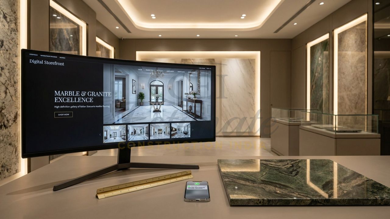 Professional website design for marble and granite dealers in India showcasing luxury stone galleries.