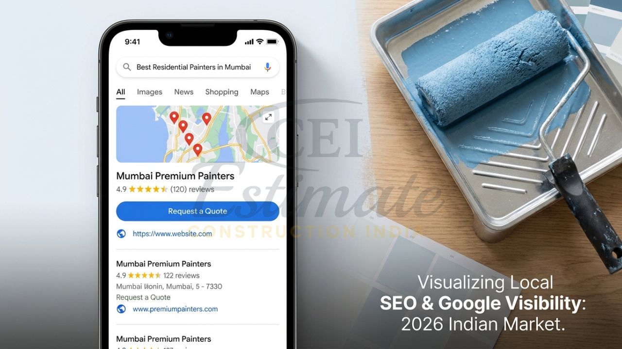 Google local search results showing a painting company ranking #1 for interior finishing keywords.