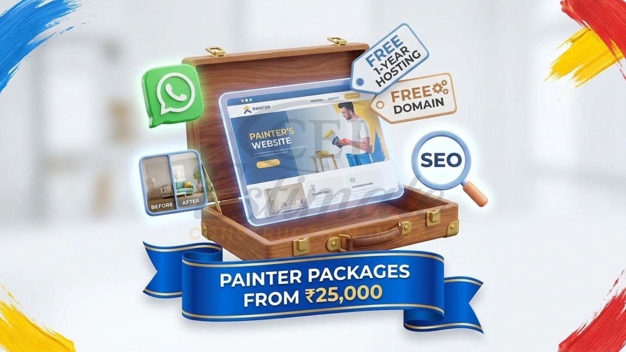 Affordable painter website design packages in India starting at 25,000.