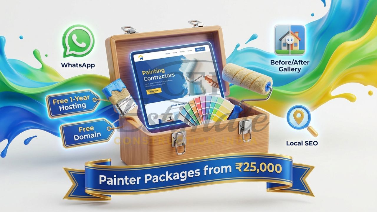 Affordable painting contractor website design packages in India starting at 25,000.