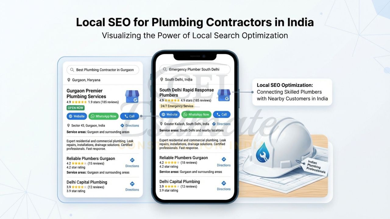 Google local search results showing a plumbing contractor ranking #1 in Gurgaon.