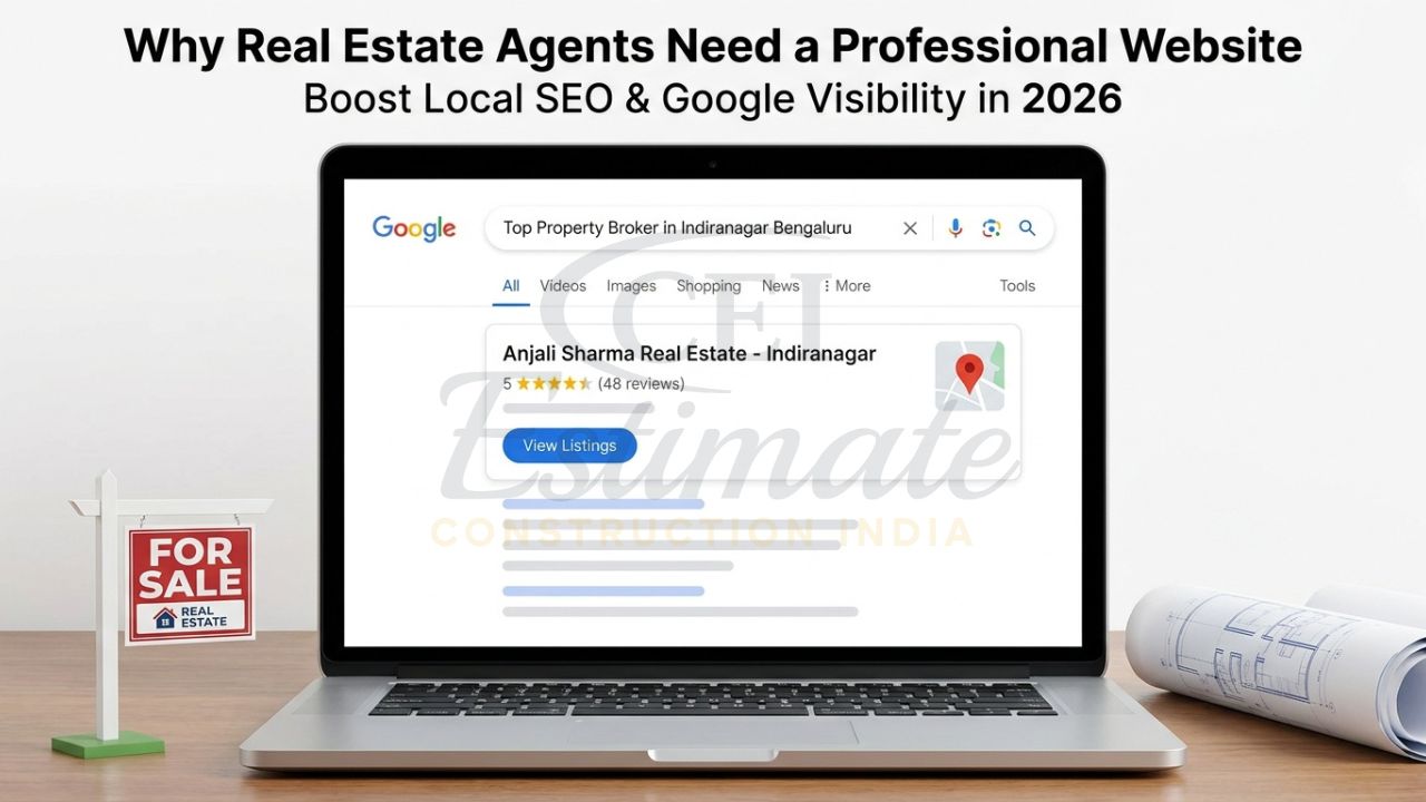 Google search results showing a real estate agent ranking #1 for local property keywords.