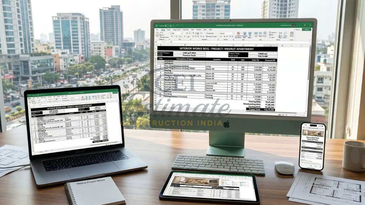 Estimation and Bill of Quantities (BOQ) in Interior Design Excel Sheet ...