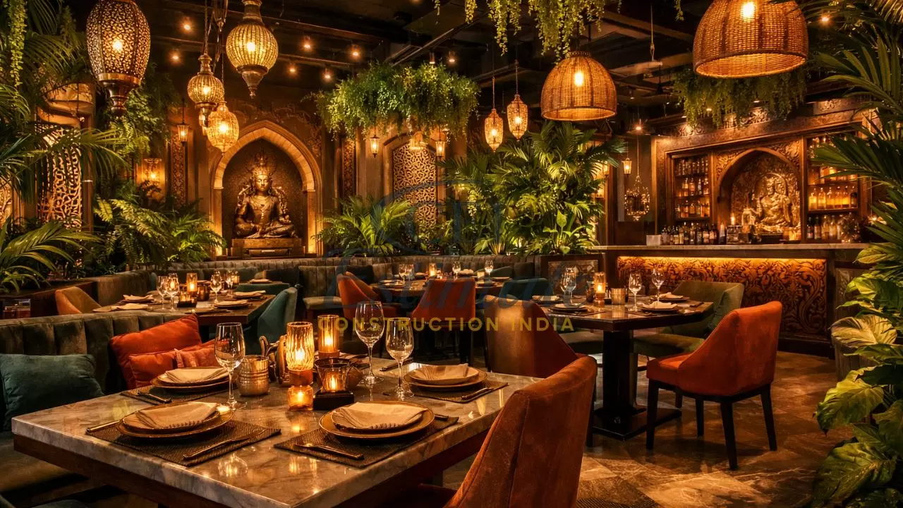 Best restaurant dining area design India 2026 with comfortable seating and mood lighting