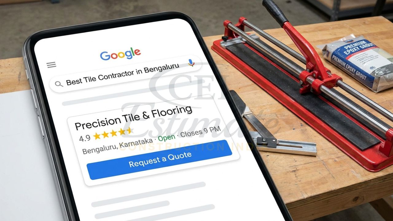 Google local search results showing a tiling company ranking #1 for flooring keywords.