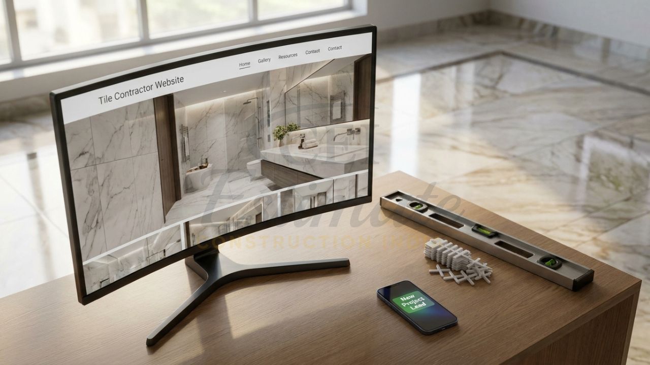 Professional tile contractor website design in India showcasing high-end flooring and wall tiling.