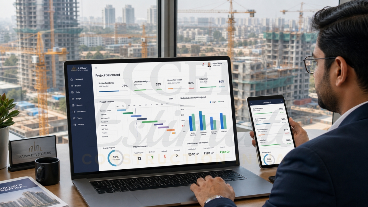 Project tracking dashboard for real estate development in India