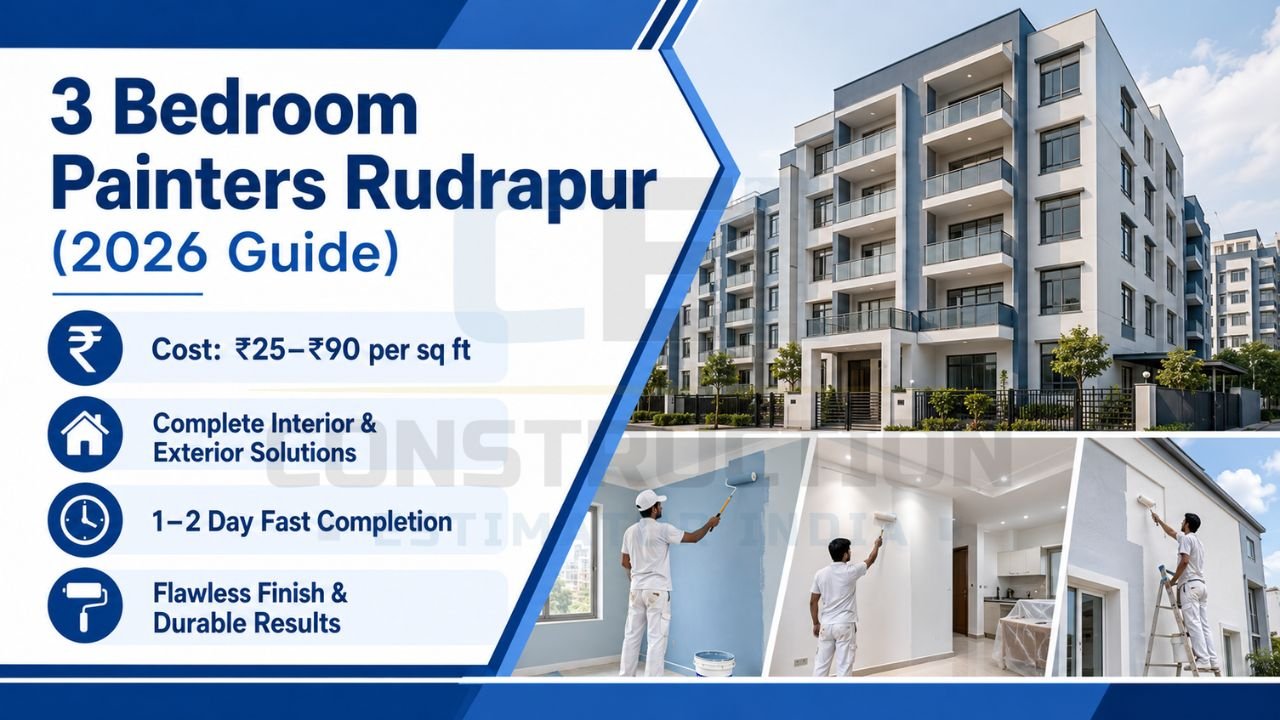3 bedroom painters in Rudrapur 2026 guide with interior and exterior painting solutions, fast completion, durable finishes, and painting costs per square foot.