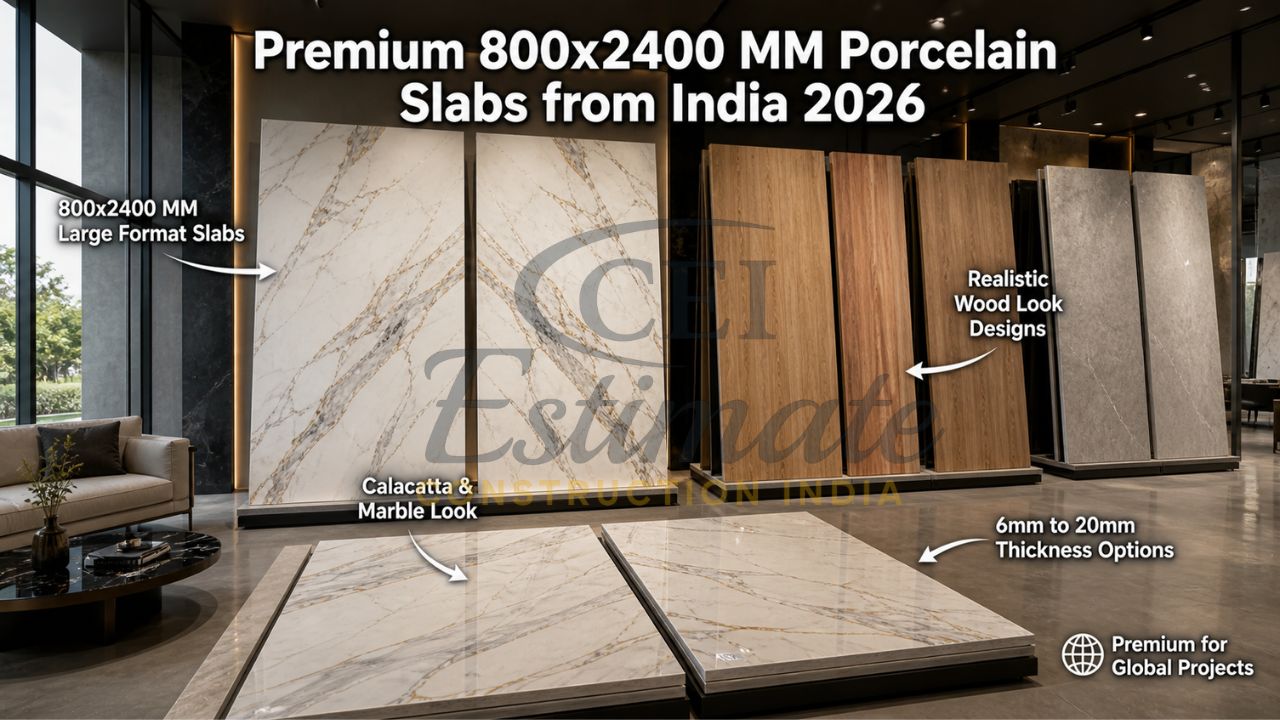 Luxury Calacatta marble-look and wood-look 800x2400 mm porcelain slabs from Morbi