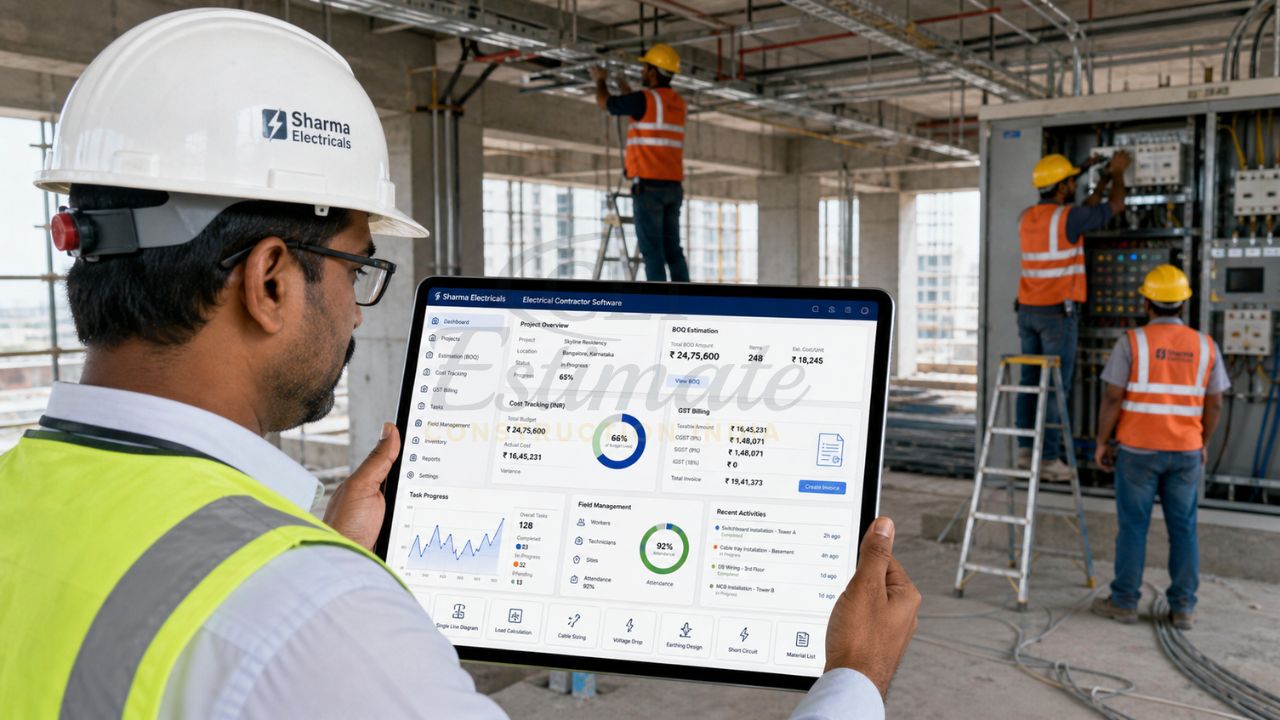 electrical estimation software dashboard construction site engineer BOQ cost tracking India