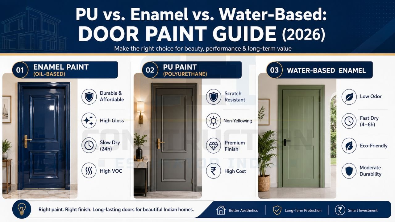 Comparison of PU, enamel, and water-based paints for interior wooden doors