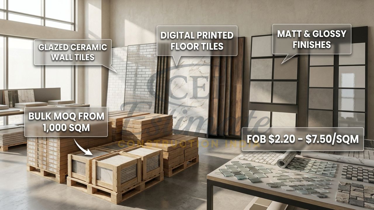 Variety of glazed wall tiles, digital printed floor tiles and ceramic collections from Morbi