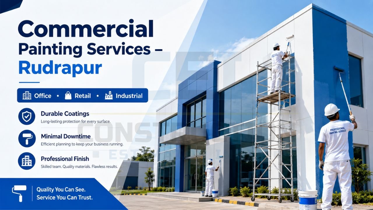 Commercial painting services in Rudrapur for office, retail, and industrial buildings with durable coatings, minimal downtime, and professional exterior painting.
