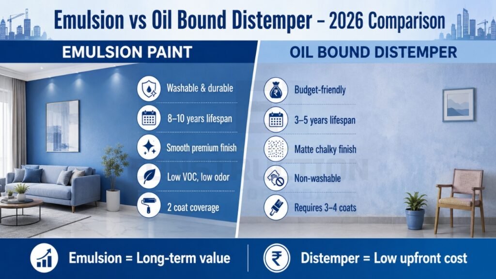Difference Between Emulsion Paint and Oil Bound Distemper