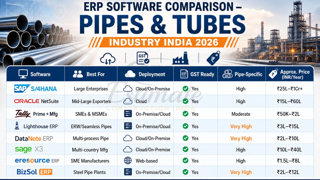 ERP Software Comparison for Pipes and Tubes Industry in India 2026