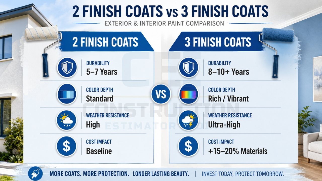 2 vs 3 paint finish coats comparison showing durability, color depth, and weather resistance
