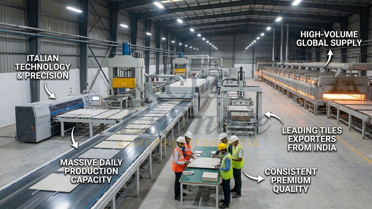 High-capacity modern tile production line at a leading Indian tiles exporter factory