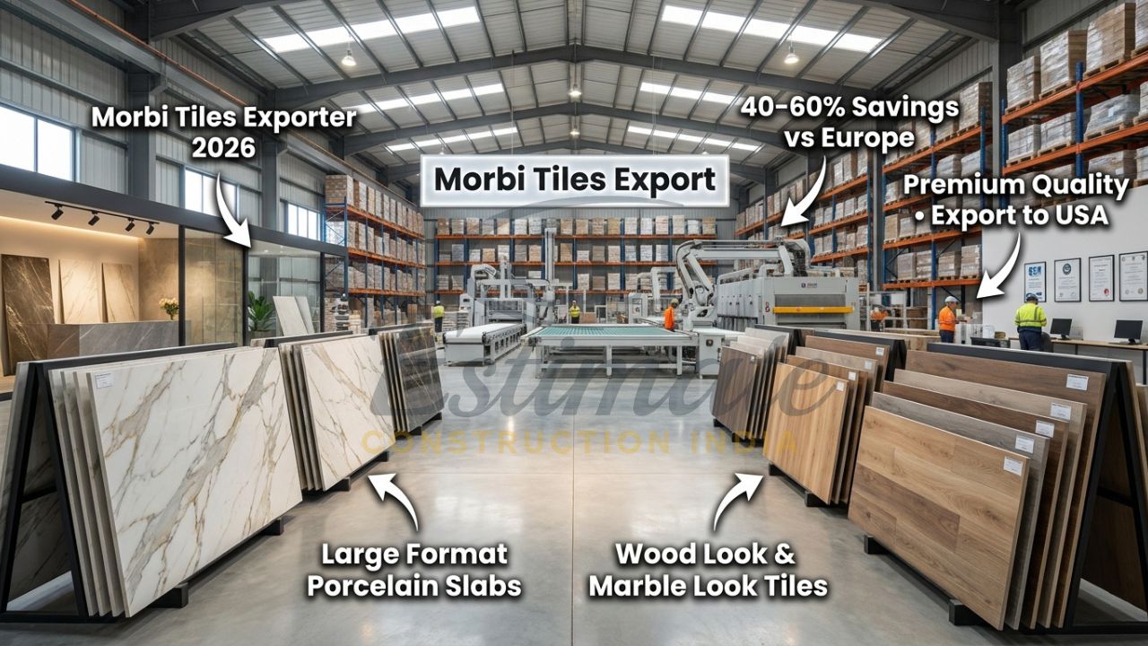 Large-format porcelain tiles and premium ceramic collections from Morbi Gujarat ready for export to USA