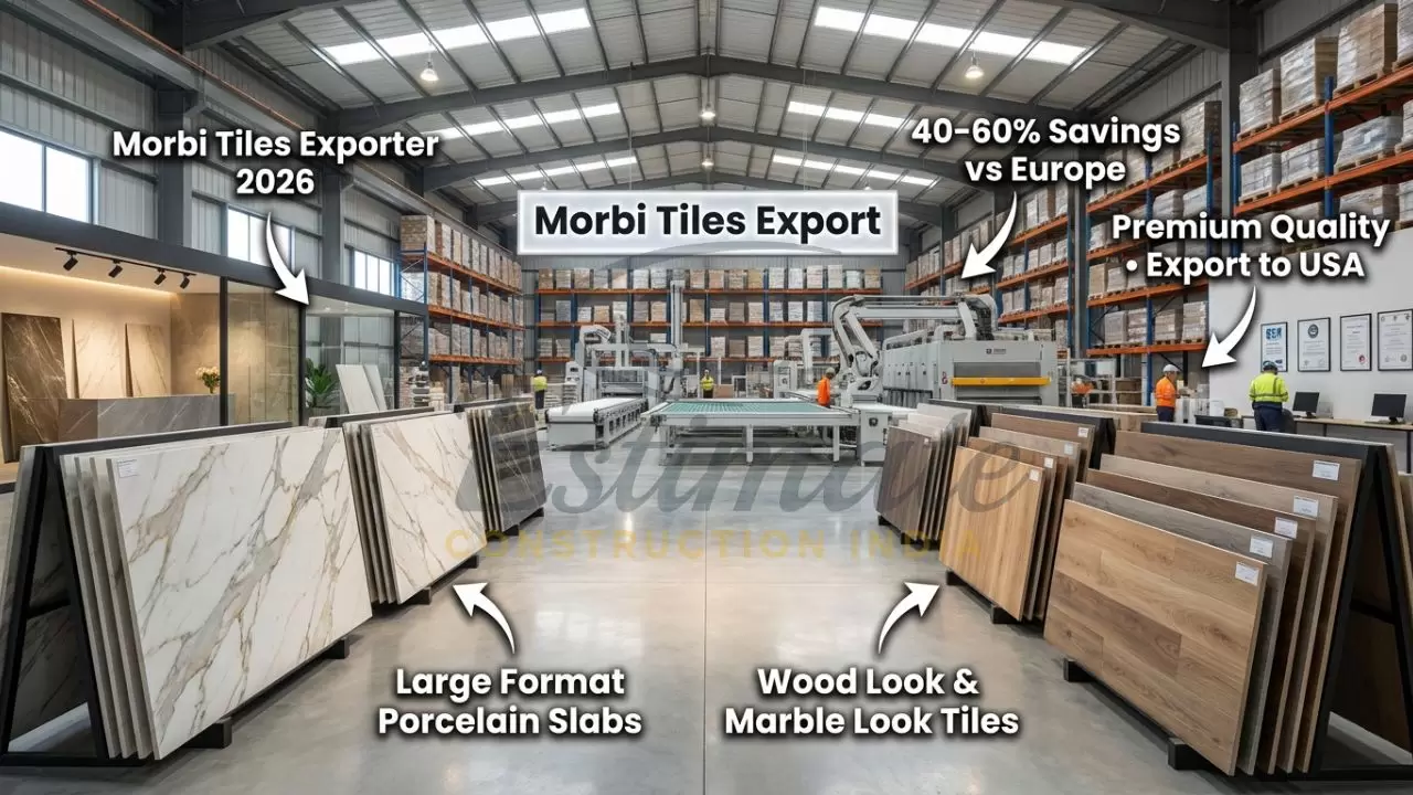 Large-format porcelain tiles and premium ceramic collections from Morbi Gujarat ready for export to USA