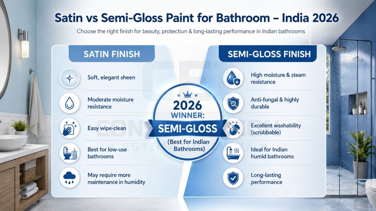 Satin vs Semi Gloss Paint for Bathroom India