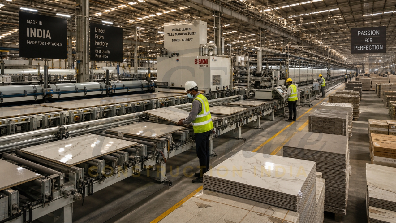 Interior view of modern porcelain tile factory in Morbi Gujarat – factory direct sourcing
