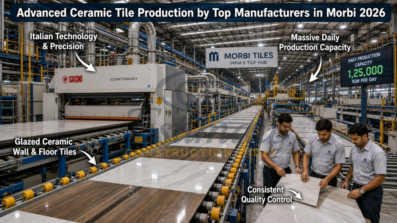 State-of-the-art production line at a leading ceramic tile manufacturer in Morbi Gujarat