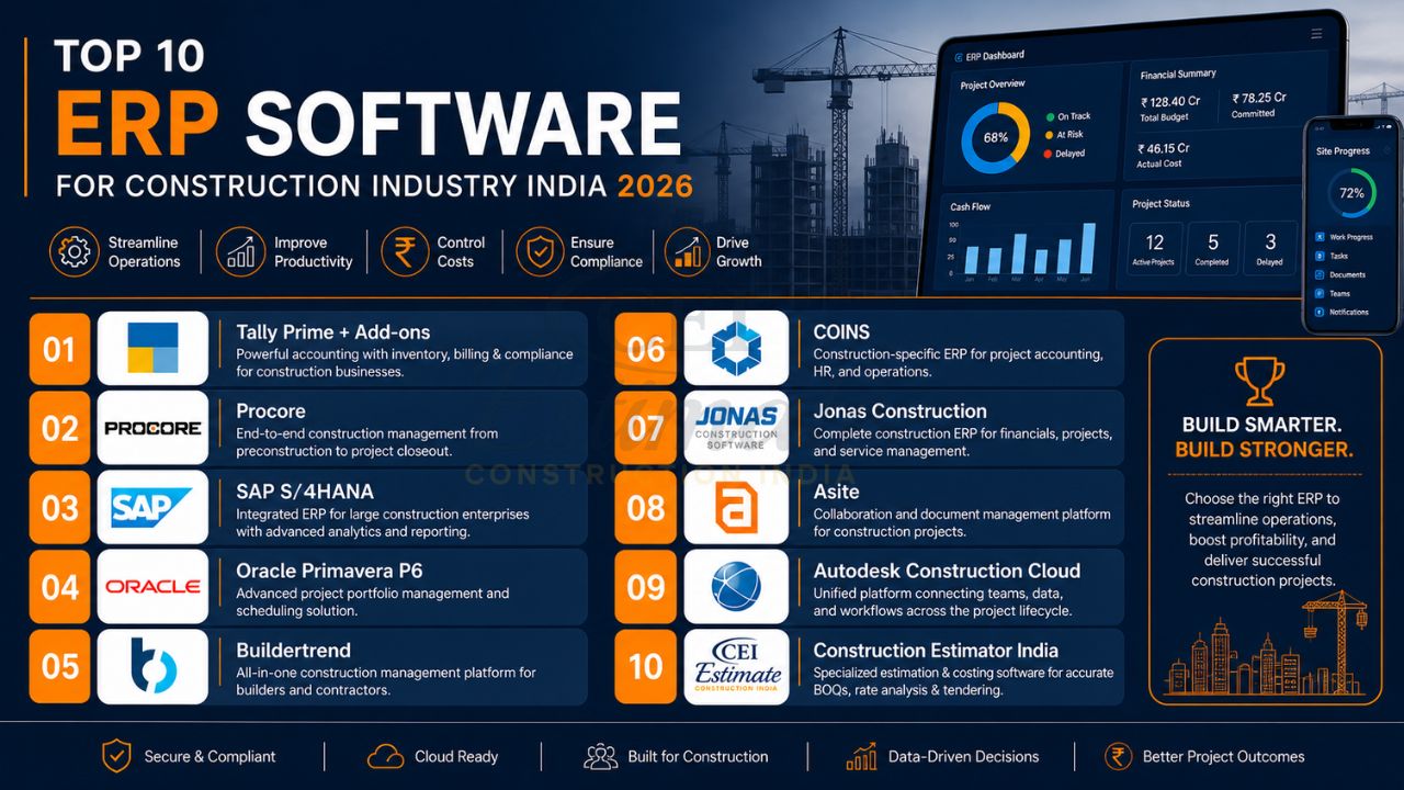 Top 10 ERP Software for Construction Industry in India 2026