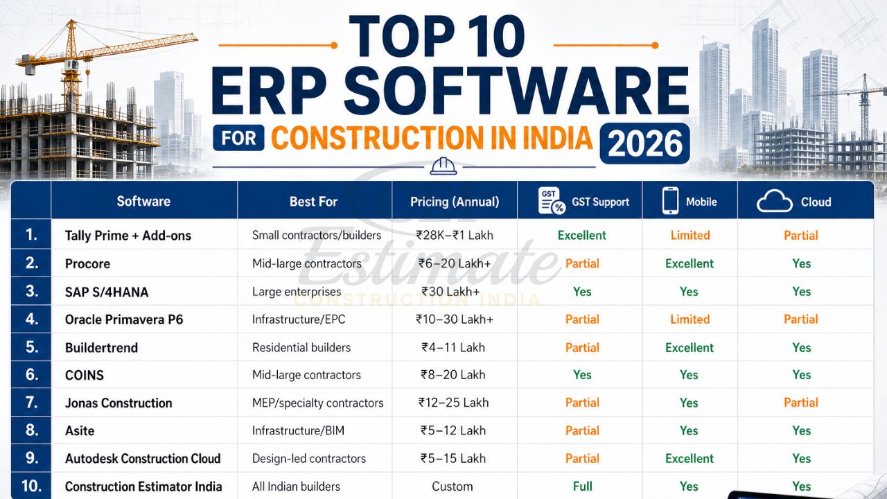 Top 10 ERP Software for Construction in India 2026 – Comparison Guide