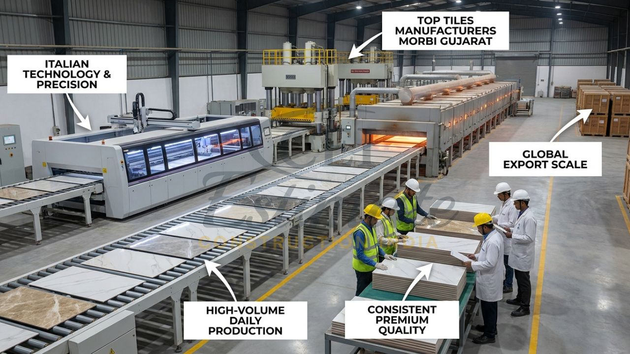 State-of-the-art Italian machinery at a leading Morbi tile manufacturing plant