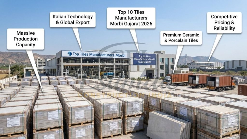 Large-scale premium ceramic and porcelain tile production and export facility in Morbi Gujarat India