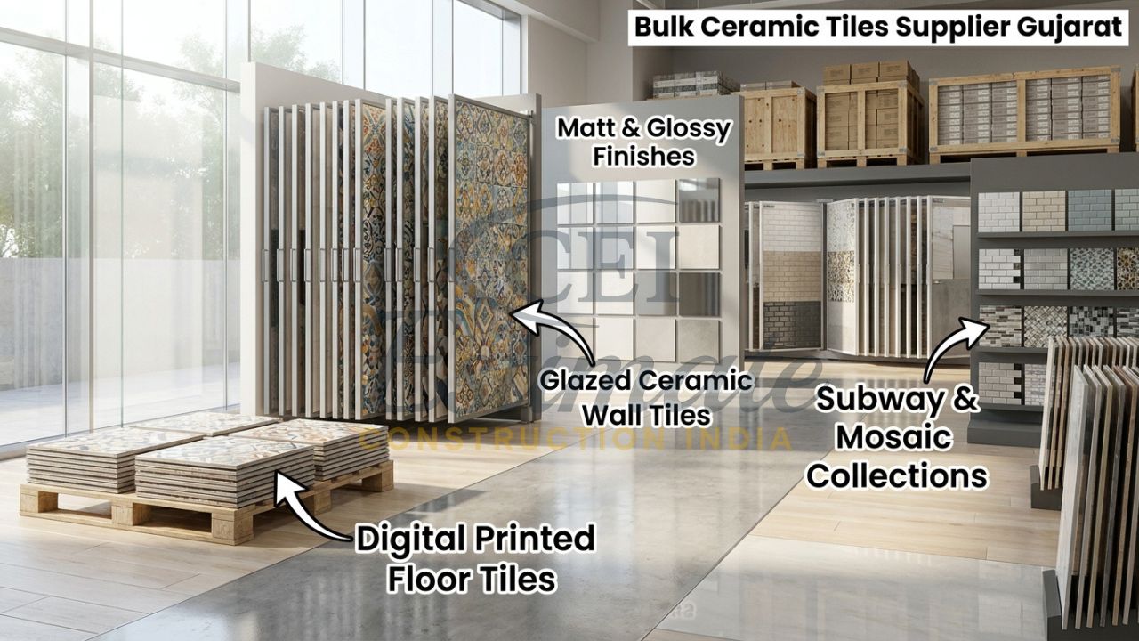 Variety of glazed ceramic wall tiles, digital printed floor tiles and modern finishes from Gujarat