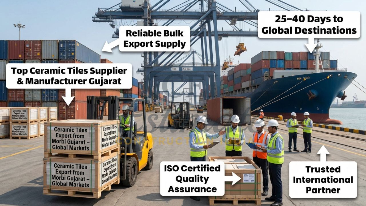 Containers loaded with premium ceramic tiles at Mundra Port ready for international shipment