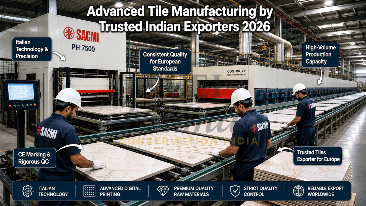 State-of-the-art production line producing premium tiles for European markets in Morbi Gujarat