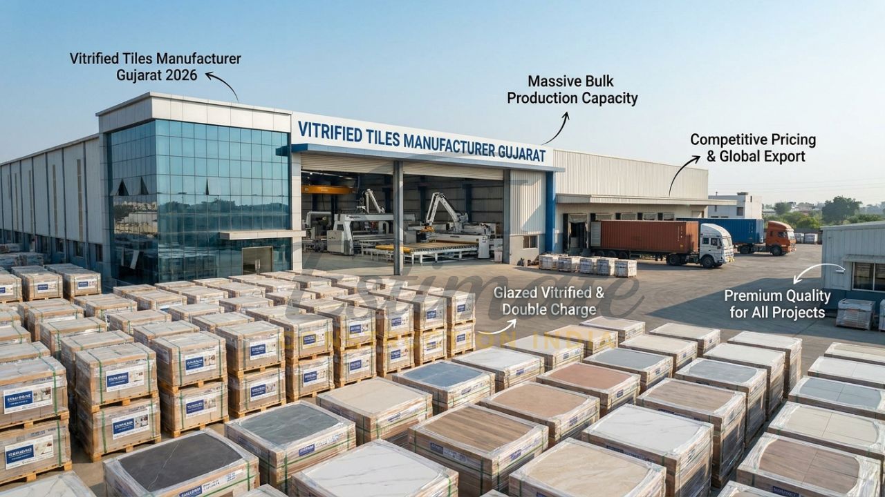 High-volume production and export-ready vitrified tiles from Gujarat (Morbi) India