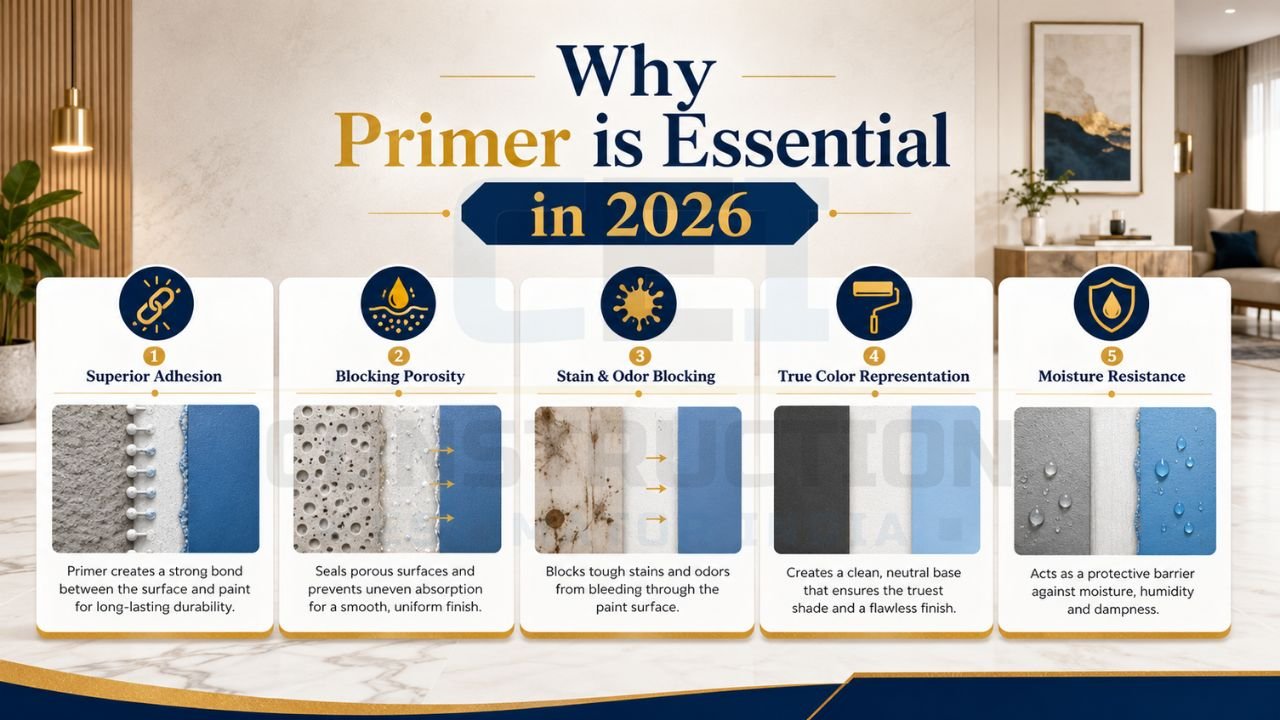 Informative graphic highlighting the importance of primer before painting walls
